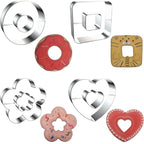 Large Size Donut Design Cookie Cutters Set of 4 pcs, Stainless Steel 4 Shapes Cream-filled Doughnut Fondant Cutter Molds Baking DIY (Round + Square + Heart + Flower)