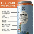 Raposa Nitro Cold Brew Ready to Drink Coffee 250ml - 8.45oz - Made with Oat Milk - Dairy Free - Vegan Cold Brew Ready to Drink, No Artificials - 150mg Caffeine (Caramel Latte (12 Pack))