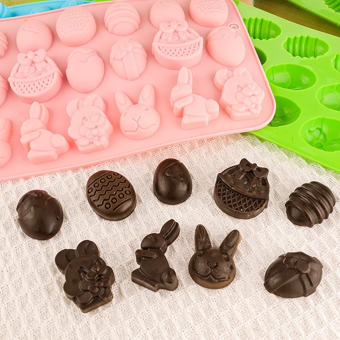 Easter Egg Silicone Mold for Chocolate 5 Packs Egg Shaped Mold Baking Pan for Easter Party Hot Chocolate Bombs Fondant Candy Jelly Dome Mousse Cake Topper Making