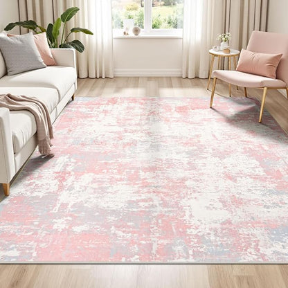 Rugflix 5x7 Area Rugs for Bedroom, Washable Pink Large Rug | Machine Washable; - Image 3