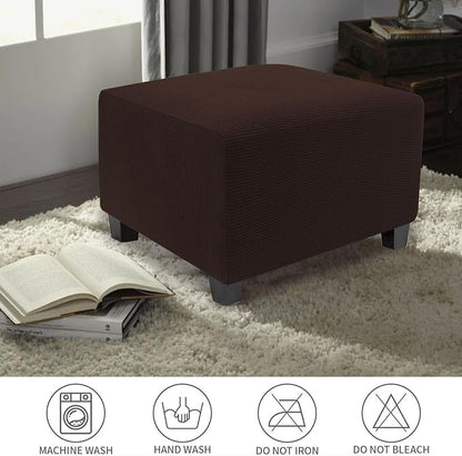 NeColorLife Stretch Ottoman Cover Square Soft Knitted Jacquard Washable Thick - Image 6