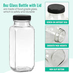 8 oz Glass Juice Bottles with Lids 6 Pack,Reusable Glass Drink Bottles,250ml Water Drinking Jars for Milk,Juicing,Kombucha,Ginger,Beverage Glassware,Juice Drinking Jars