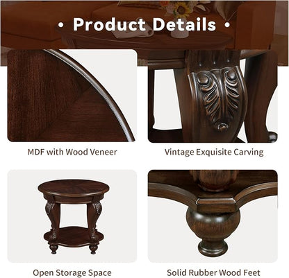 LKTART 22" Victorian Vintage Round End Table - Image 4