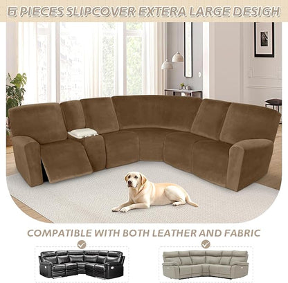 Arfntevss Sectional Recliner Couch Covers Velvet Washable Corner Sectional Sofa - Image 3
