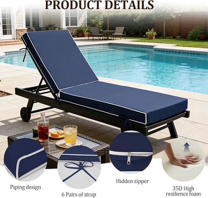 80x26x4in Lounge Cushions for Outdoor Furniture, Outdoor Lounge Chair Cushions - Image 5