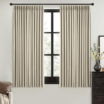 MIULEE Burlywood Birch Pinch Pleated 100% Blackout Curtains 40x63 Inches | Room by MIULEE
