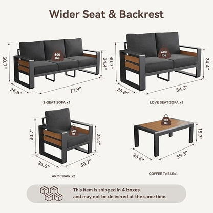 Aoxun Aluminum Patio Furniture Set, 7 Seats Luxury Metal Patio Furniture - Image 2