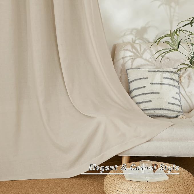 NICETOWN Rustic Linen 102 inch Long Curtains - Image 3