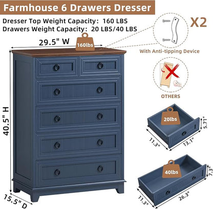 Joaxswe Farmhouse 6 Drawer Dresser - Image 2