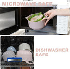 BoxedHome Nesting Plastic Mixing Bowl Set with Pour Spouts and Handles - Non Slip Bottom, BPA free Microwave & Dishwasher Safe(Khaki Pink, 4 Pack)