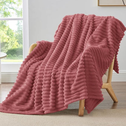 BEDELITE Ribbed Twin Blanket for Couch & Bed, Brick Dust, Warm Yet Lightweight by BEDELITE