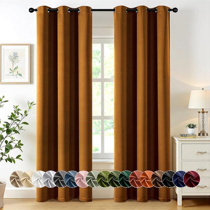 MIULEE Blackout Curtains for Bedroom 2 Panels 40 x 72 Inch Long Gold Brown | by MIULEE