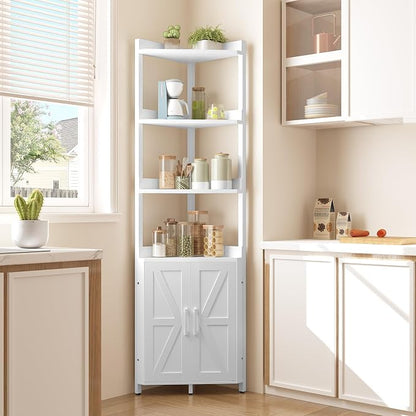 HOOBRO Corner Shelf with Storage, Tall Corner Cabinet, 5-Tier Bookshelf Stand - Image 9