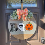 Halloween Stencils for Painting 12inch Large Reusable Halloween Stencil for Door Hanger Round Skeleton Ghost Boo Templates for Wood Walls Windows Door Mat Fabric