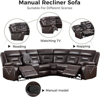 EBELLO Faux Leather Reclining Sectional Sofa Set - Image 5