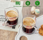 Shot Glass Measuring Cup 4 Ounce/120ML Liquid Heavy High Espresso Glass Cup with Handle,Double Spouts(Pack of 2)