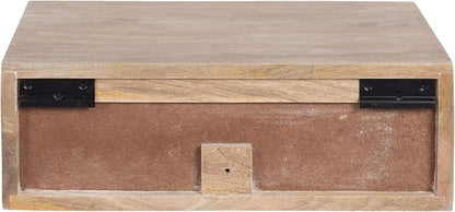 Kate and Laurel Mirza Transitional Carved Wood Floating Side Table, Natural Wood - Image 7