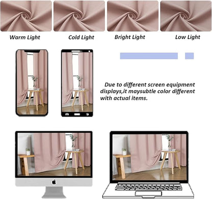 Simplebrand Ava Blush Short 24 Inches Blackout Curtain 2 Panels Set, Half - Image 8