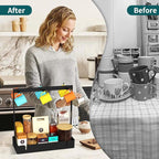 Coffee Mug Holder with Movable Hooks, 6-Mug Capacity Countertop Coffee Cup Rack with Storage Base