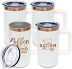 20 oz Insulated Coffee Mug with Lid, 4 Pack Stainless Steel Coffee Tumbler Bulk, Double Wall Vacuum Travel Mug with Handle, Leakproof Powder Coated Coffee Cups for Hot and Cold Drinks (White,4 pack)