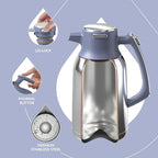 IDEUS Thermal Coffee Carafe 68oz (2,000ml), Stainless Steel Double Wall Insulated Vacuum Flask, Water Jug Coffee Server and Beverage Dispenser, Heat and Cold Retention (Ocean Blue, 68oz (2,000ml))