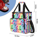 Watercolor Rainbow Hearts Pattern Coffee Maker Carring Bag Travel Storage Tote Bag Compatible with Keurig K-Mini or K-Mini Plus Portable Single Serve Coffee Brewer Case with Pockets for K-cup Pods