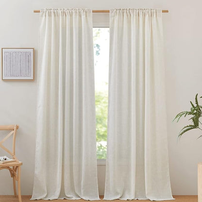 NICETOWN 102 inch Curtains Natural Linen Burlap - Image 2