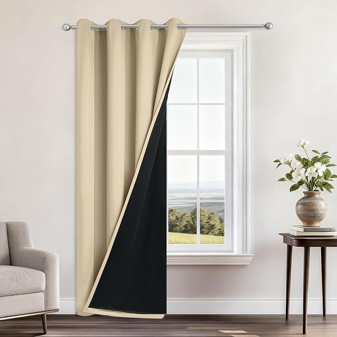 Yakamok Beige Blackout Curtains 84 Inches Long by Yakamok