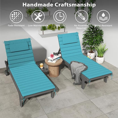 Sundale Outdoor Olefin Quilted Lounge Cushion Set of 4, Patio Foldable Chaise - Image 8
