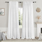White Linen Curtains 84 Inch Length 2 Panels Back Tab Rod Pocket Semi Sheer by Nanspring