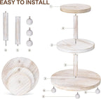 3 Tier Cupcake Stand Round,Wood Cake Stand with Tiered Tray Decor,Rustic Cake Stand for 24 Cupcakes,Cupcake Display for Home Tea Party, Birthday, Wedding, Farmhouse Decor
