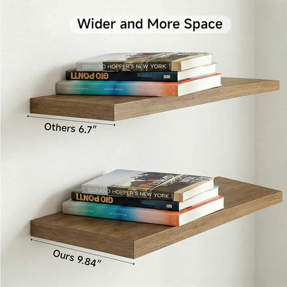47in Floating Shelves for Wall, Wall Mounted Shelves for Decor Storage Set of 2 - Image 4
