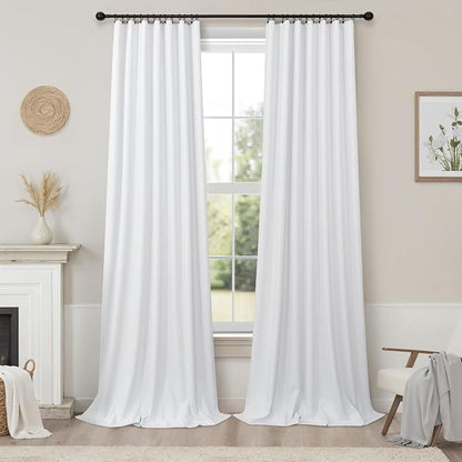 White Linen Complete Blackout Curtains 48 Inch Length - Image 9
