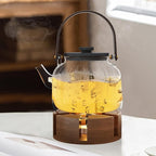 Teapot and Food Warmer - Portable Food Warmer for Camping and Traveling - Buffet Server and Warmer - Candle Food and Teapot Warmer - Acacia, 6.25" (Pattern 1)