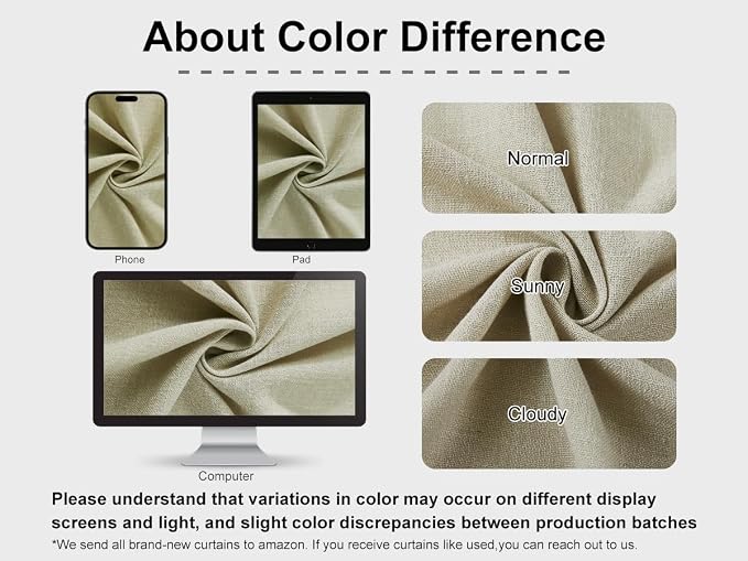 Vision Home Sand Pinch Pleated Full Blackout Curtains Linen Blended Room - Image 8