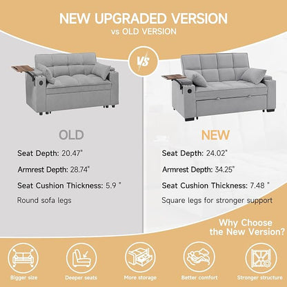 Auvsoce 65'' Chaise Lounge Chair Indoor, 3-in-1 Convertible Sofa Bed - Image 8