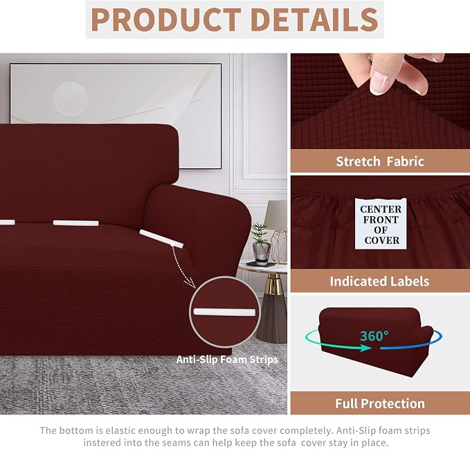 Easy-Going 100% Waterproof Couch Cover, 3 Cushion Oversized Sofa Cover | - Image 4