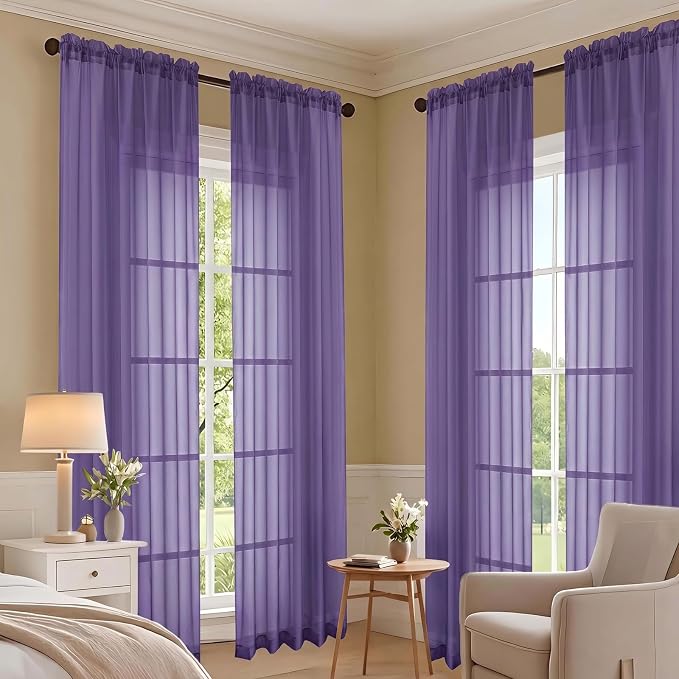 Purple Bedroom Curtains 2 Panel Sets 90 Inch Length, 59 Inch Extra Wide Light - Image 7
