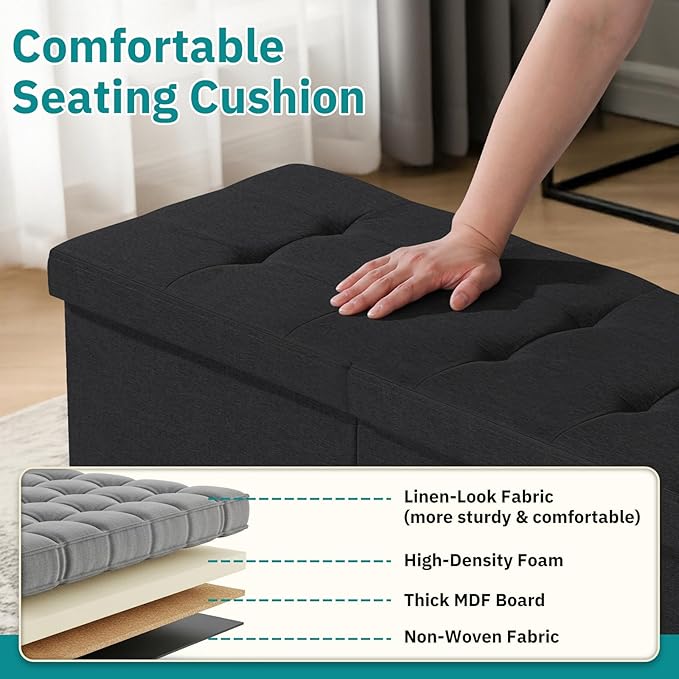30.5-INCH Storage Ottoman Bench, Footrest - Image 4