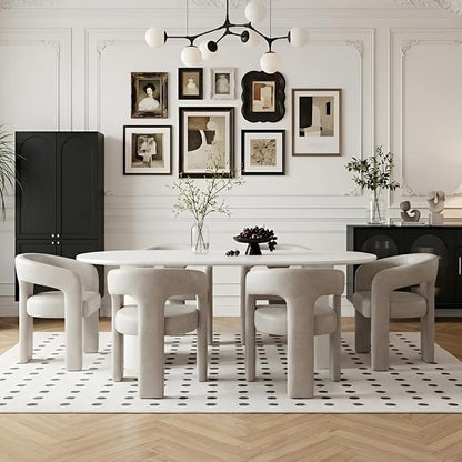 BESTANO Set of 6 Modern PU Leather Upholstered Dining Chairs - Image 3