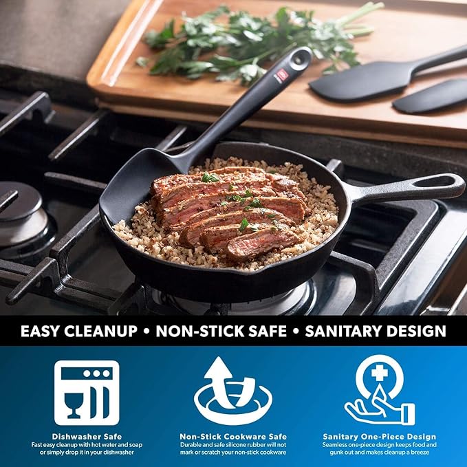 DI ORO Silicone Spoon Spatula - 600°F Heat-Resistant Large Silicone Spoonula Scraper - BPA Free Nonstick Cookware Safe Rubber Kitchen Utensil for Baking, Cooking, & Mixing - Dishwasher Safe (Magenta)