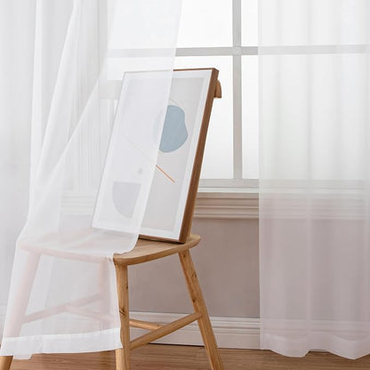 White Sheer Curtains 78 inches Long 2 Panels Set, Sheer White Curtains - Image 6