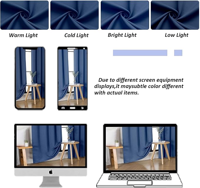 Simplebrand Ava Royal Blue Short Blackout Curtains - Image 9