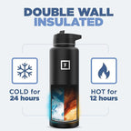 IRON °FLASK Camping & Hiking Hydration Flask with 3 Lids - Stainless Steel, Double Walled & Vacuum Insulated Water Bottle - Leak Proof & BPA Free (Lavender, Straw - 40 oz)