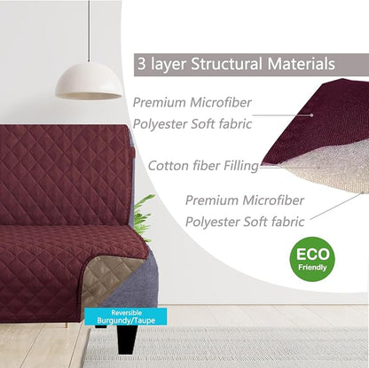 U-NICE HOME Futon Sofa Covers 68''Armless Couch Cover, Burgundy/Tan | Washable - Image 3