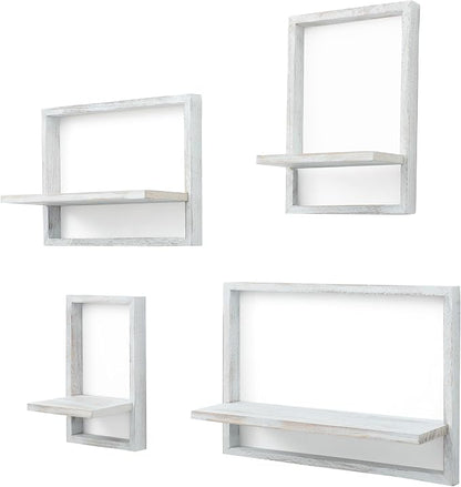 PHOENANCEE Square Floating Shelves, Framed Wall Shelf Decorative Set of 4 - Image 6