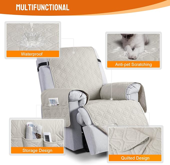 VANSOFY 100% Waterproof Recliner Chair Covers, Recliner Cover Non-Slip Dog - Image 4