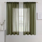 MIULEE Olive Green Linen Textured Semi-Sheer Curtains 42W×45L Kitchen | Semi by MIULEE