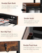 K Cup Holder, 35 Pod Capacity, Coffee Pod Holder Compatible with Keurig, Coffee Station Organizer for Countertop with Cup Rack, Rustic Brown