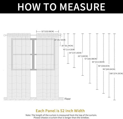 SpaceDresser Check Sheer Curtains 45 Inches 2 Panels Set, Rod Pocket Plaid - Image 6